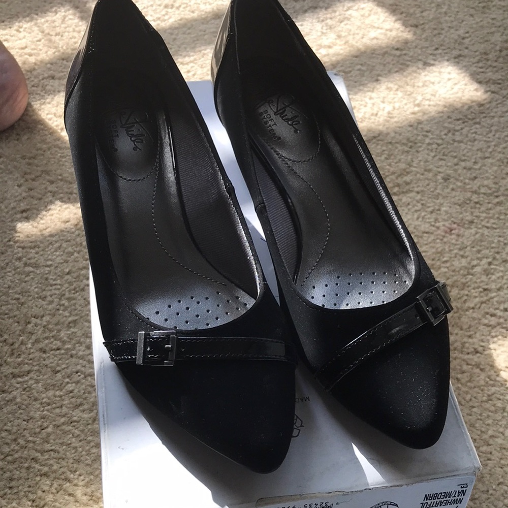 Black suede flats